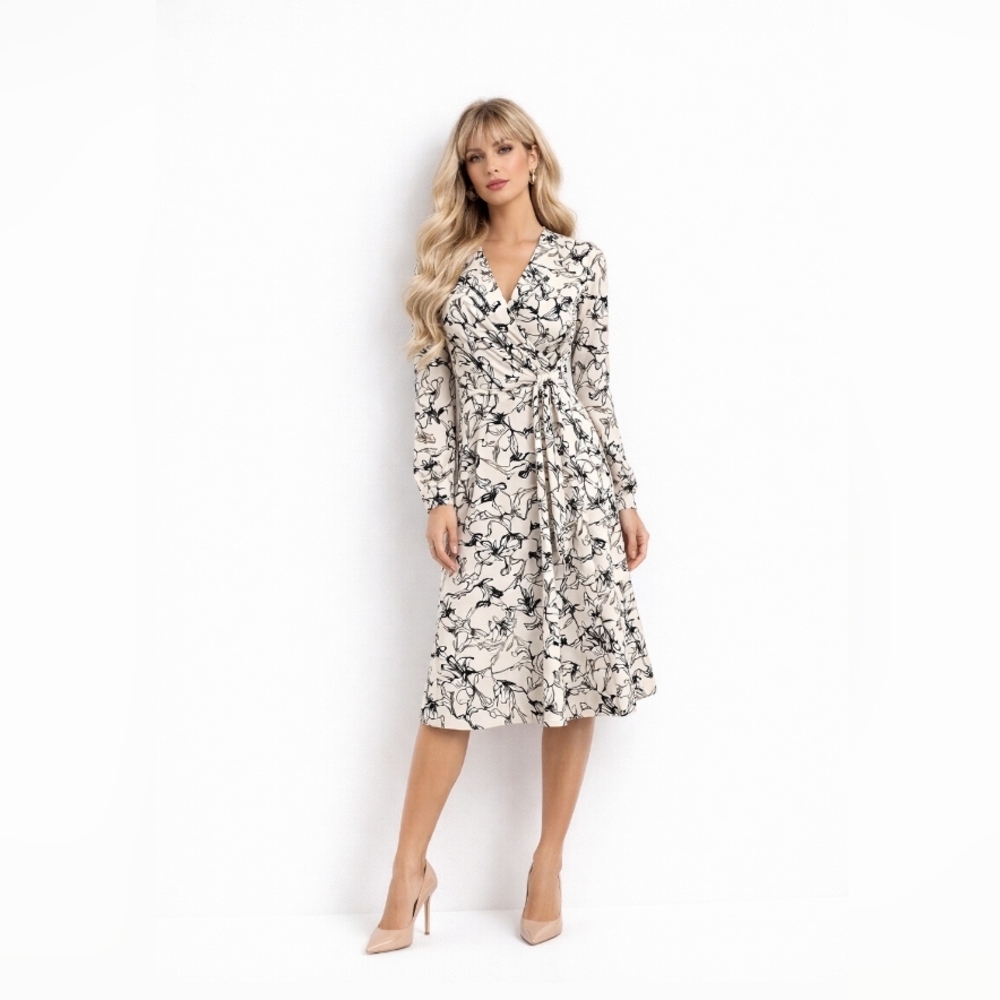 DownEast Black and White Floral Dress Size Small